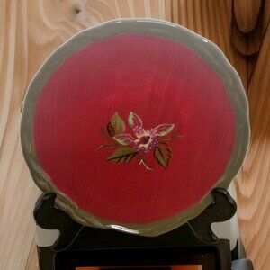 2 Tracy Porter Octavia Hill Collection Red 8" Salad Plates "Dream Delicious" Exc
